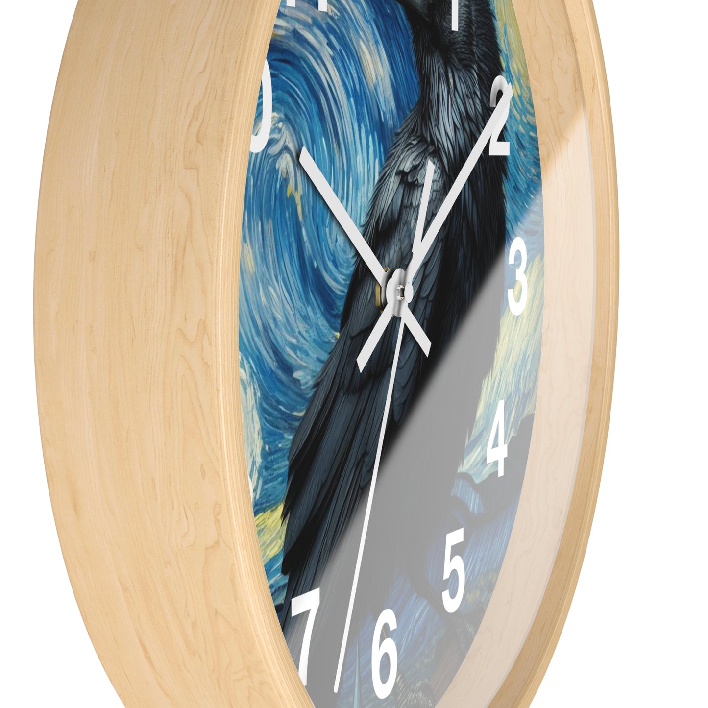 Black Raven Night Sky Wall Clock | Battery Operated | Starry Night-Inspired Art | Perfect Gothic Gift for Raven Lovers | Witchy Wall Decor