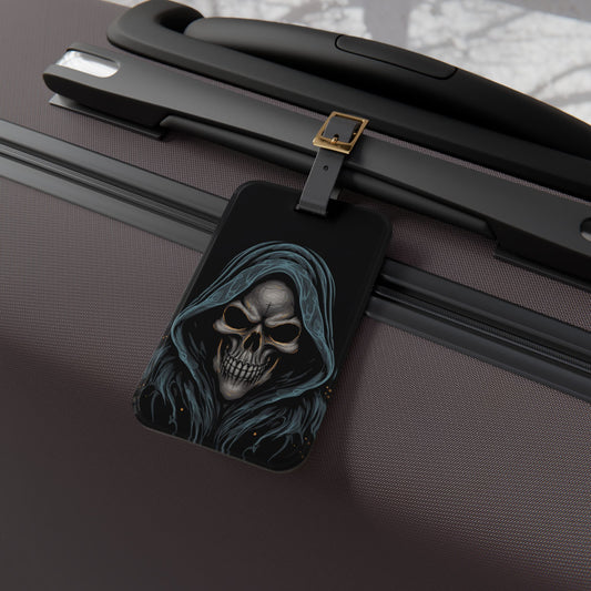 Grim Reaper Luggage Tag | Scary Death Reaper Gothic Style Travel with Death Dark Aesthetic Sinister Skull Horror Baggage ID Travel Accessory