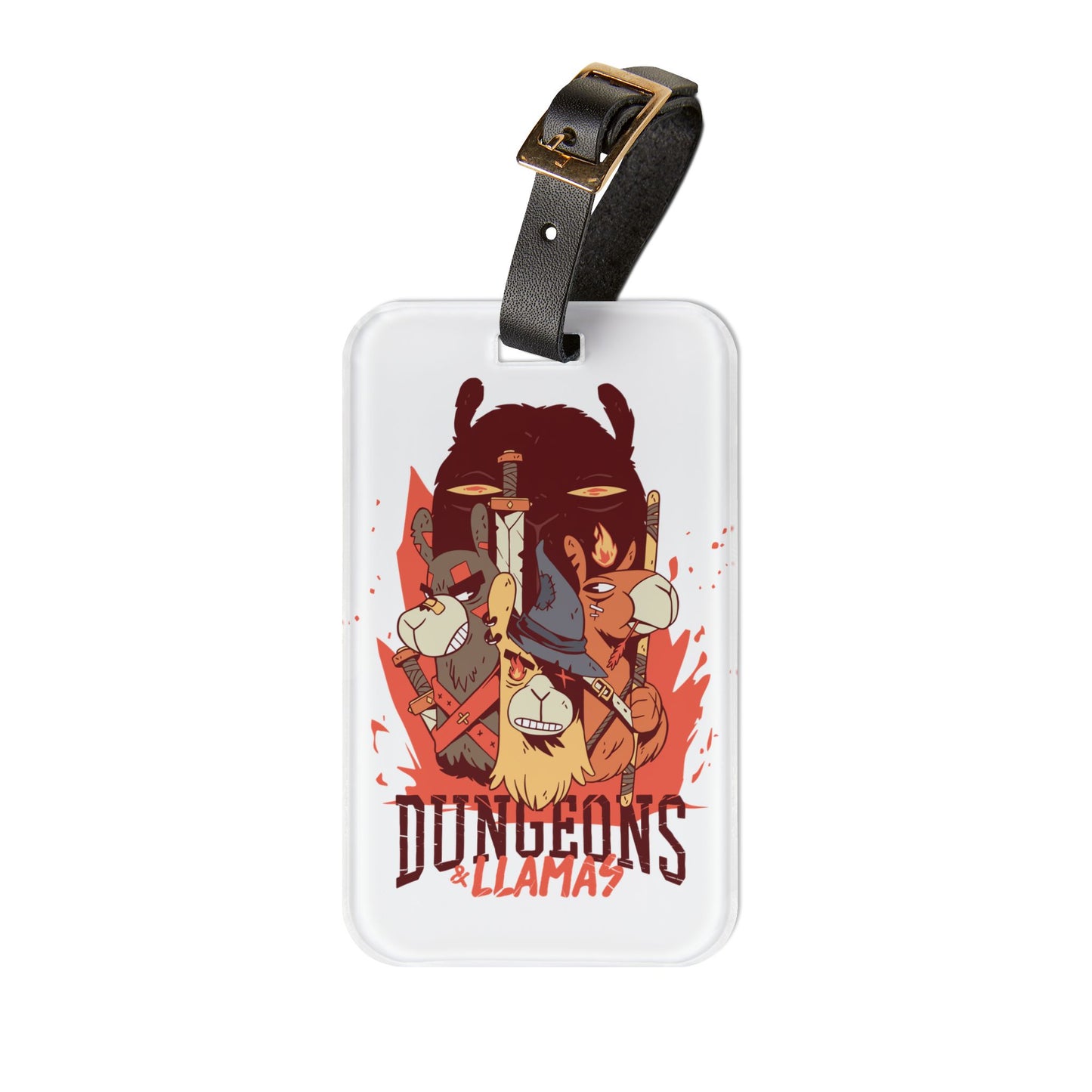 Dungeons and Llamas Luggage Tag | Funny Llama Lover Baggage ID | Nerdy Parody Travel Accessory | Fantasy Roleplaying Gift for Llama Fans