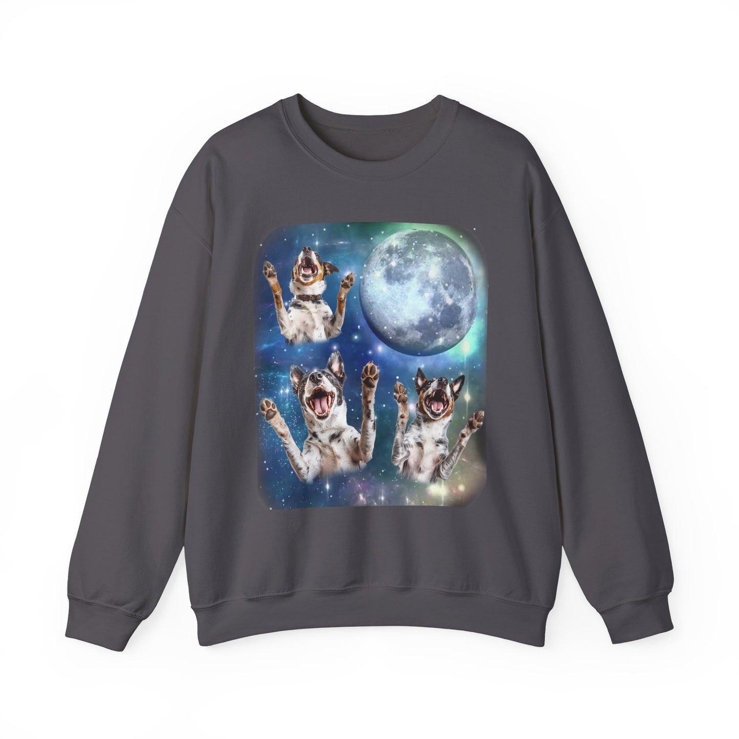 Australian Cattle Dog Howling at Moon Sweatshirt | Vintage Dog Lover Pullover Sweater | Funny Cattle Dog Apparel Gift for Dog Enthusiasts