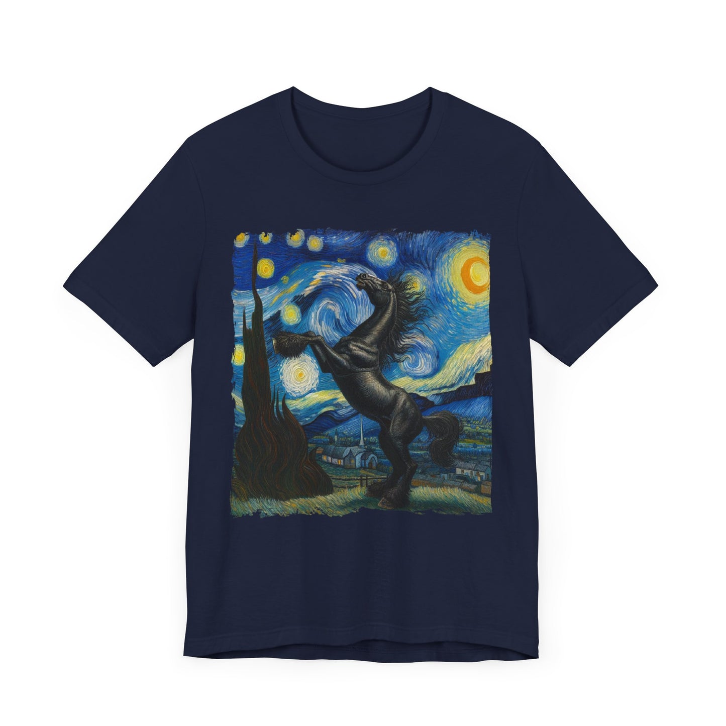 Majestic Black Horse Night Sky Shirt | Starry Night Inspired Equine Art | Perfect Gift for Horse Lovers | Elegant Horse Humor Tee Horse GIft