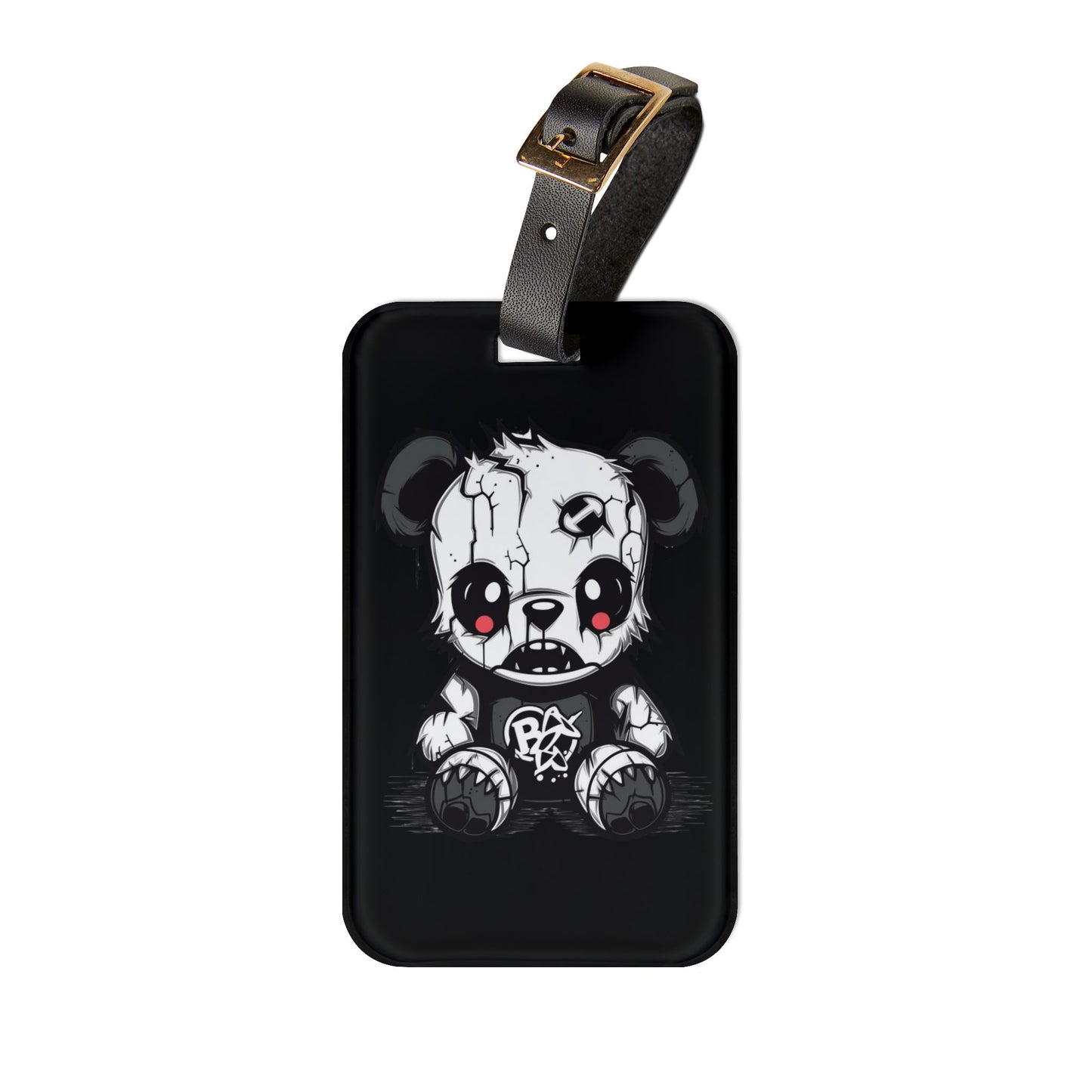 Emo Punk Black White Death Bear Luggage Tag | Edgy Gothic Travel Accessory | Baggage ID Alternative Fashion Lovers | Perfect Elder Emo Style