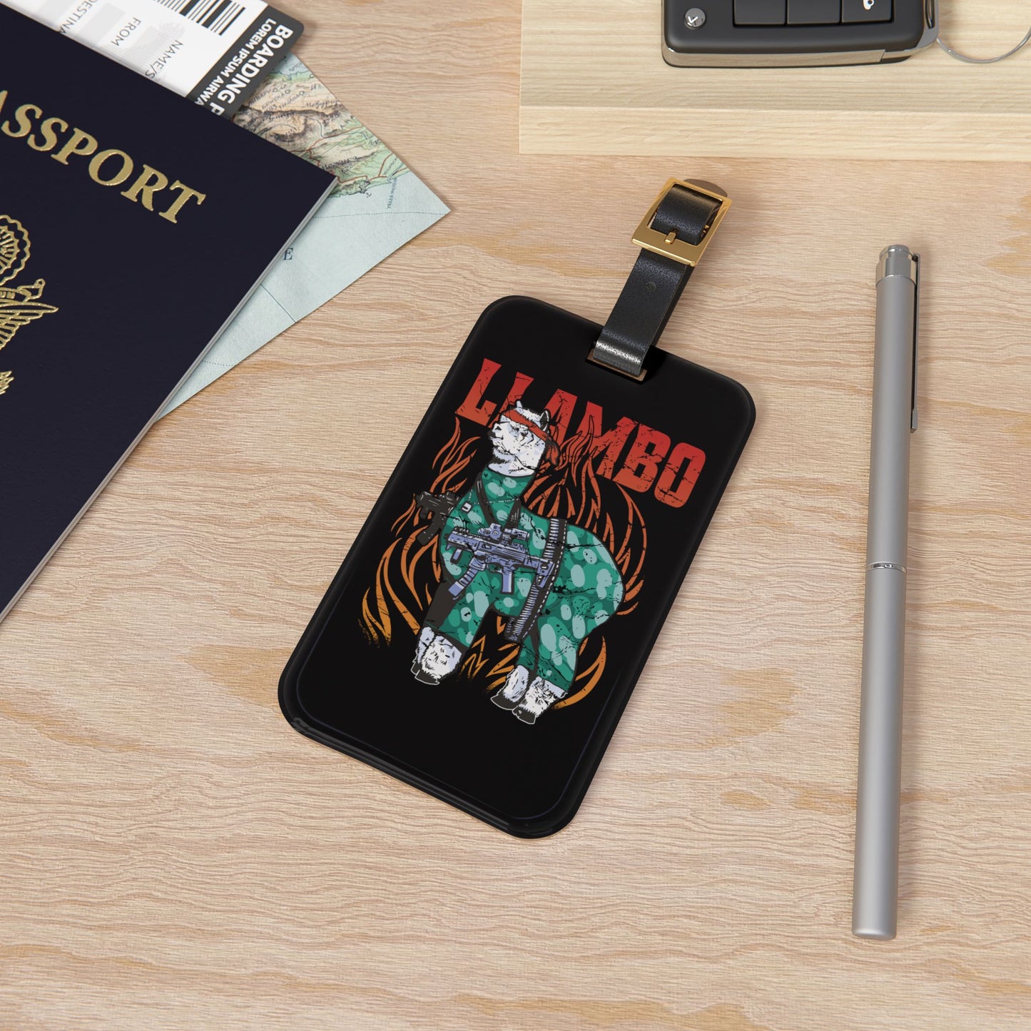 Tactical Llama Luggage Tag Baggage ID Accessory Llama Lovers Hilarious Movie Parody Design Travel Bug Suitcase Tag Airline Flight Badge