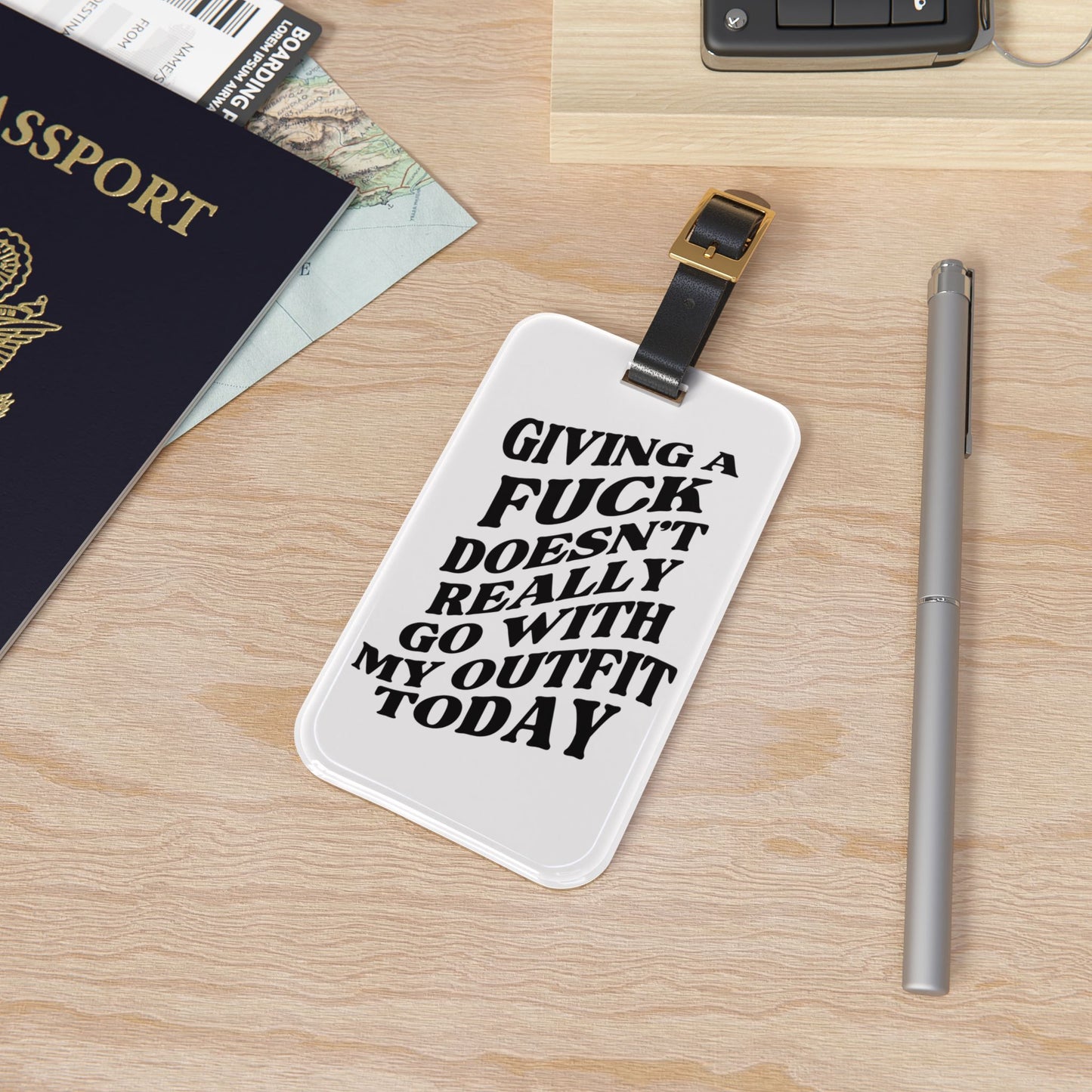 Doesn't Go with My Outfit Luggage Tag | Funny No Fs Given Baggage ID | Attitude Sayings Travel Accessory | Sassy Quotes for Travelers