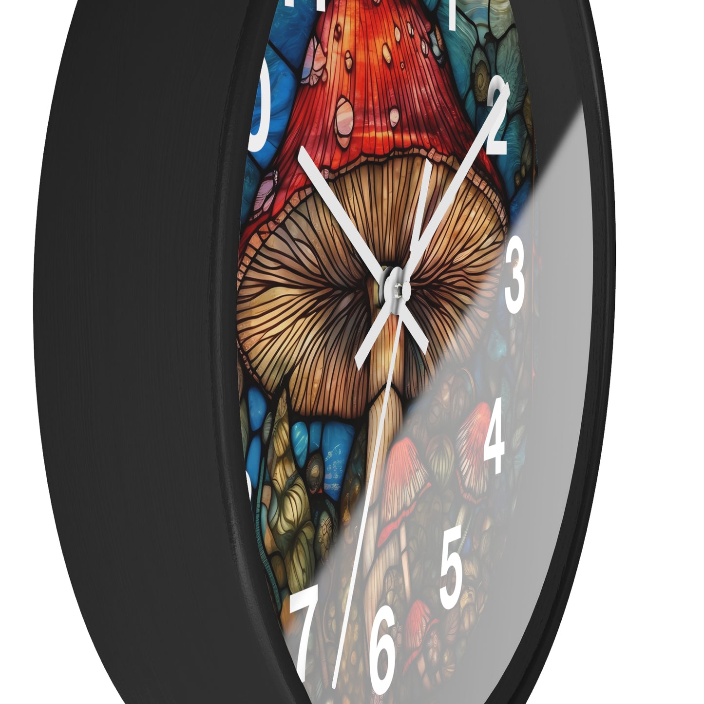 Stained Glass Mushroom Wall Clock | Psychedelic Shroom Decor | Trippy Stain Glass Garden Style | Battery Operated | Unique Rave Gift