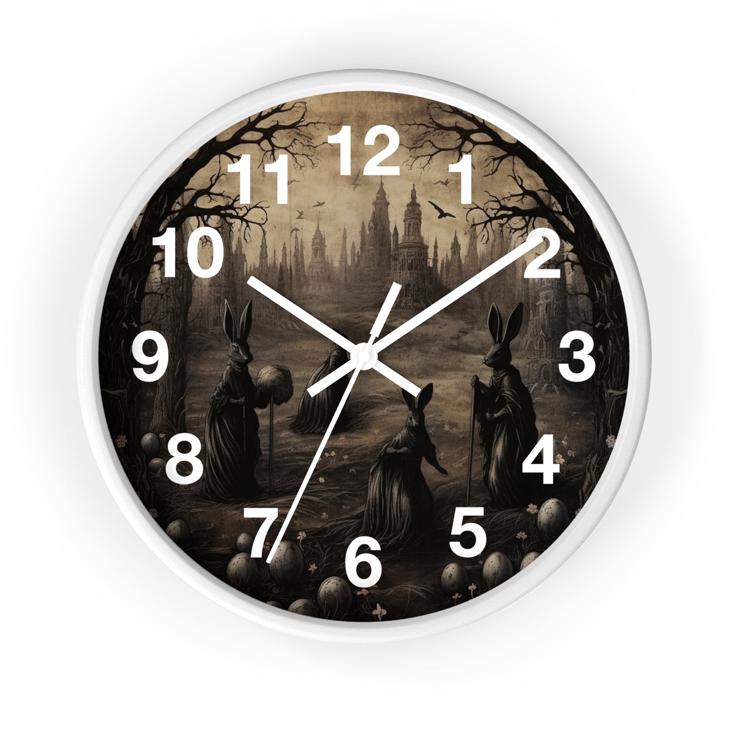 Dark Eerie Bunny Gothic Wall Clock | Haunted House Decor | Creepy & Unique Aesthetic | Battery Operated | Perfect Halloween Gift