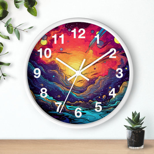 Trippy Abstract Colorful Wall Clock | College Dorm Decor | Mind Melting Psychedelic Rave Art | Battery Operated | Unique Trippy Gift