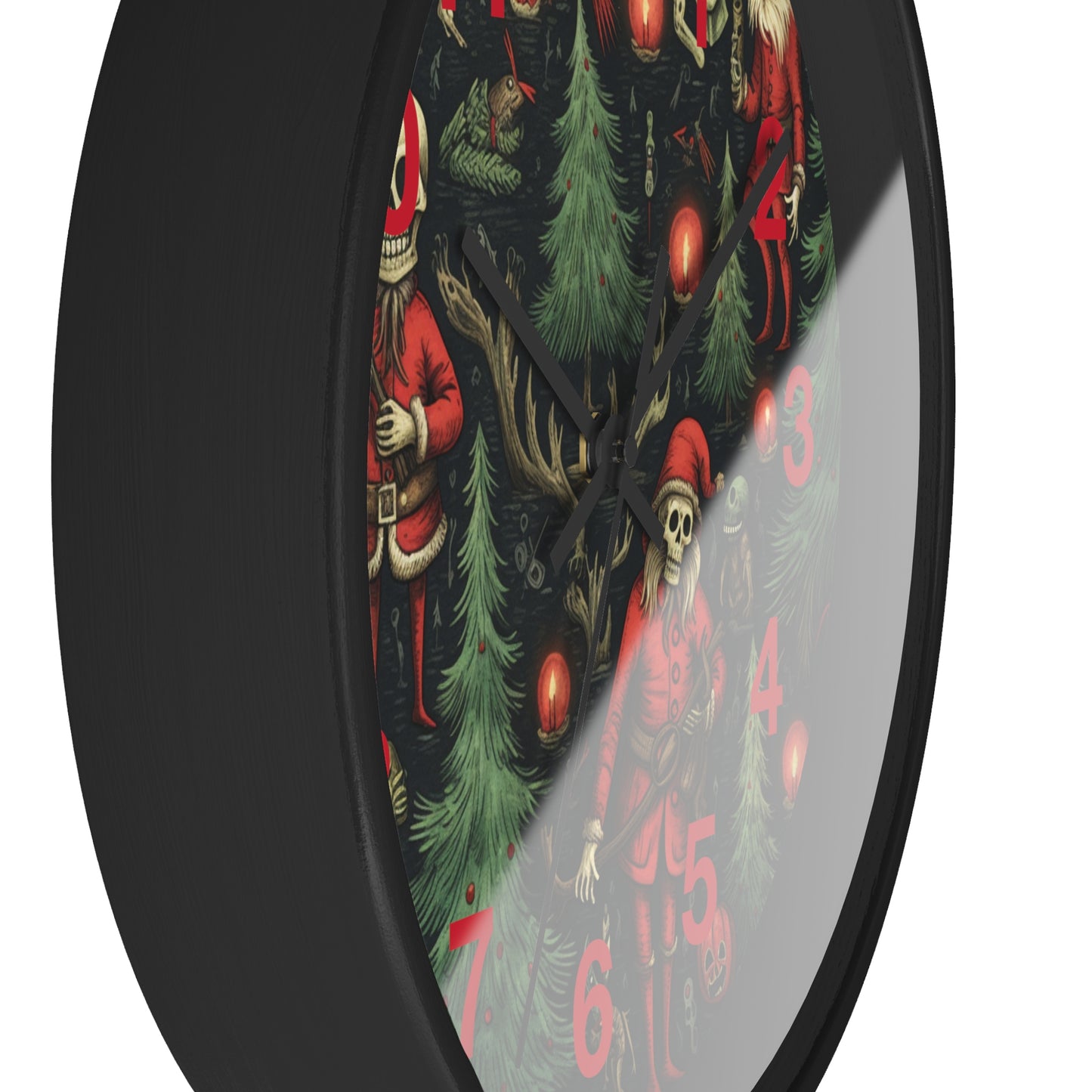 Skeleton Santa Gothic Christmas Wall Clock | Dark Holiday Decor | Battery Operated | Unique Spooky Aesthetic | Perfect Gift for Gothic Lover