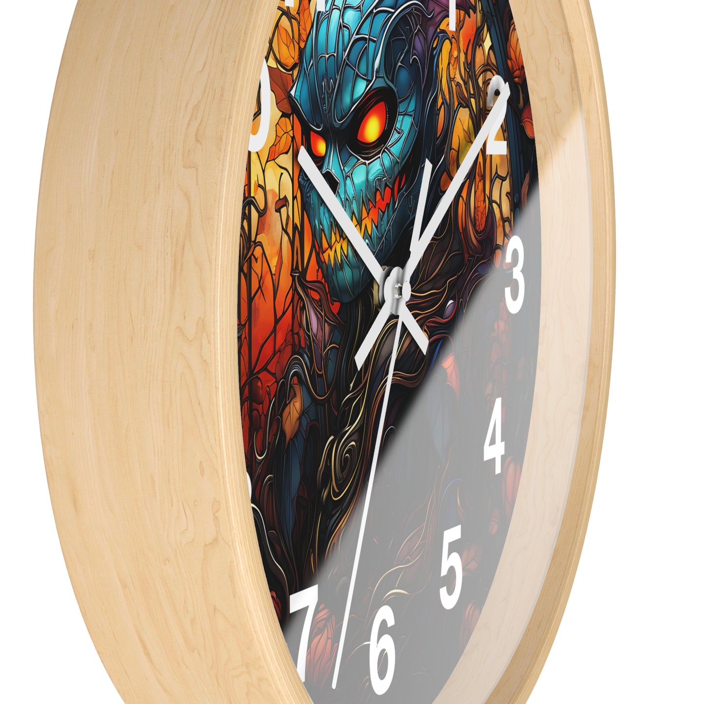 Scary Blue Gremlin Style Monster Stained Glass Wall Clock | Halloween Spooky Decor | Battery Operated Witch Monster Accent Horror Fans Gift