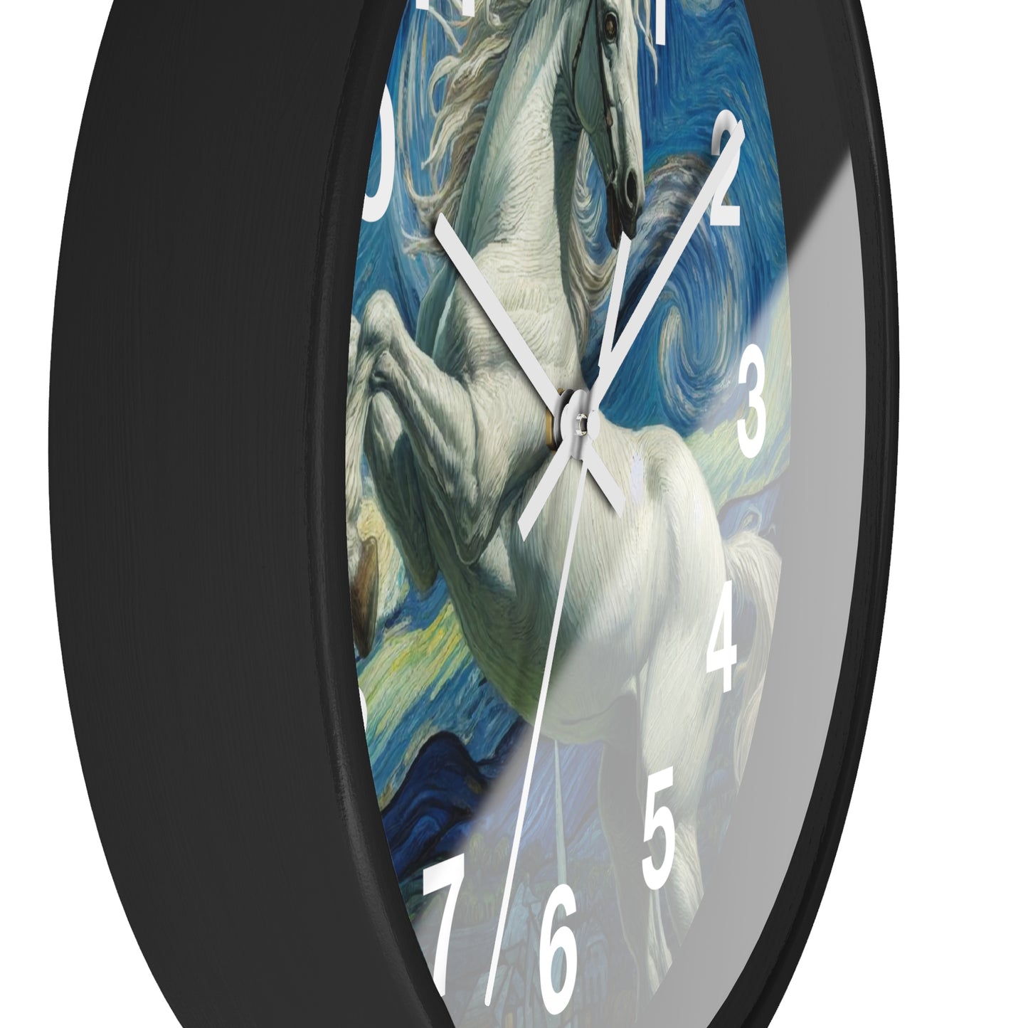 Majestic White Horse Night Sky Wall Clock | Battery Operated | Starry Night-Inspired Art | Perfect Gift Horse Lovers | Enchanting Wall Deco