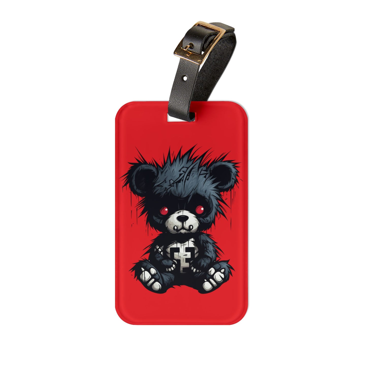 Emo Scary Black Street Bear Luggage Tag | Edgy Urban Travel Accessory | Goth Bear Baggage ID | Perfect for Alternative Fashion Lovers