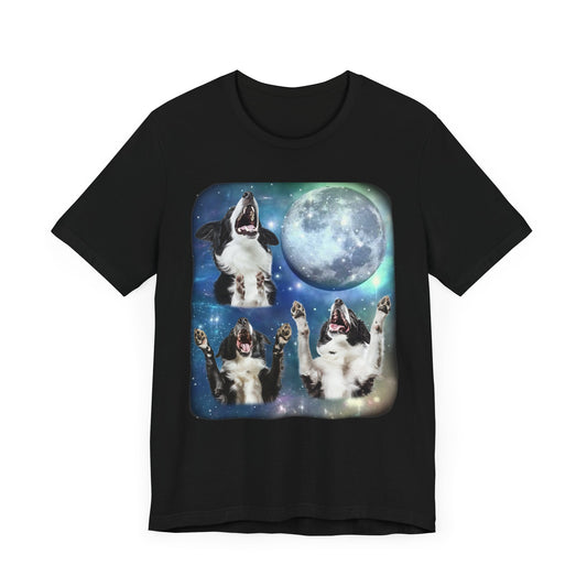 Border Collie Howling at the Moon Shirt | Vintage 90s Dog Lover Tee Herding Dog Gift Outdoor Adventure Style Nature-Inspired Border Collie