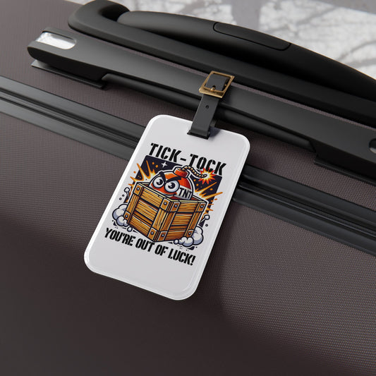 Explosive Cartoon Crate Luggage Tag | TNT Prop Hunt Baggage ID | Funny Gamer Travel Accessory | Dynamic Boom Box Explosion Theme