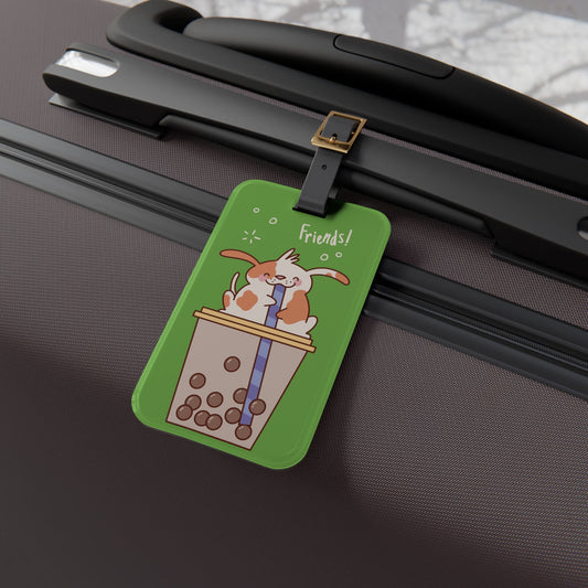 Cute Kawaii Dog Drinking Boba Luggage Tag - Adorable Dog Travel Accessory - Perfect Baggage ID for Dog Lovers Kawaii Animals Gift