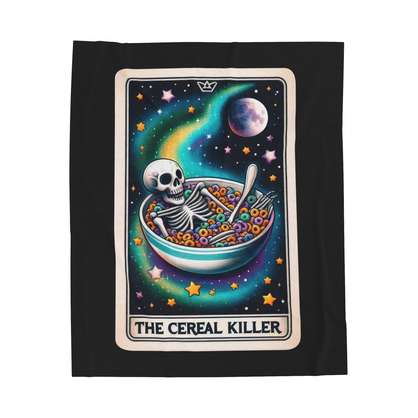 Cereal Killer Tarot Card Velveteen Plush Throw Blanket | Food Lovers Gift | Breakfast-Themed Cozy Blanket | Funny Tarot-Inspired Decor Gift