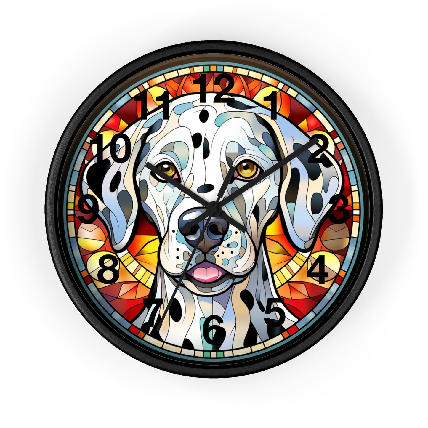 Colorful Stained Glass Dalmatian Wall Clock | Battery Operated | Charming Dog Lover Decor Perfect Gift Dalmatian Fans Whimsical Home Accent