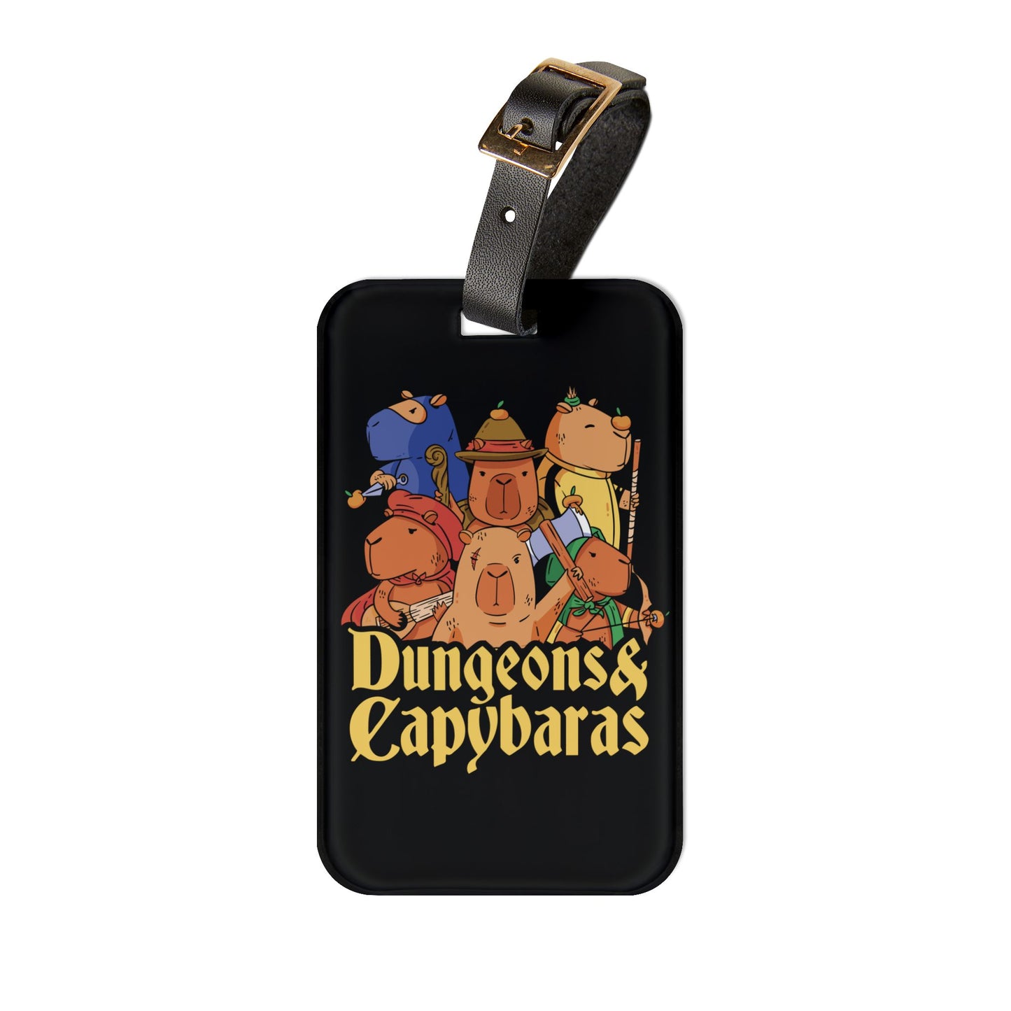 Dungeons and Capybaras Luggage Tag | Funny Capybara Lover Baggage ID | Nerdy Parody Travel Accessory Fantasy Roleplaying Gift Capybara Fans