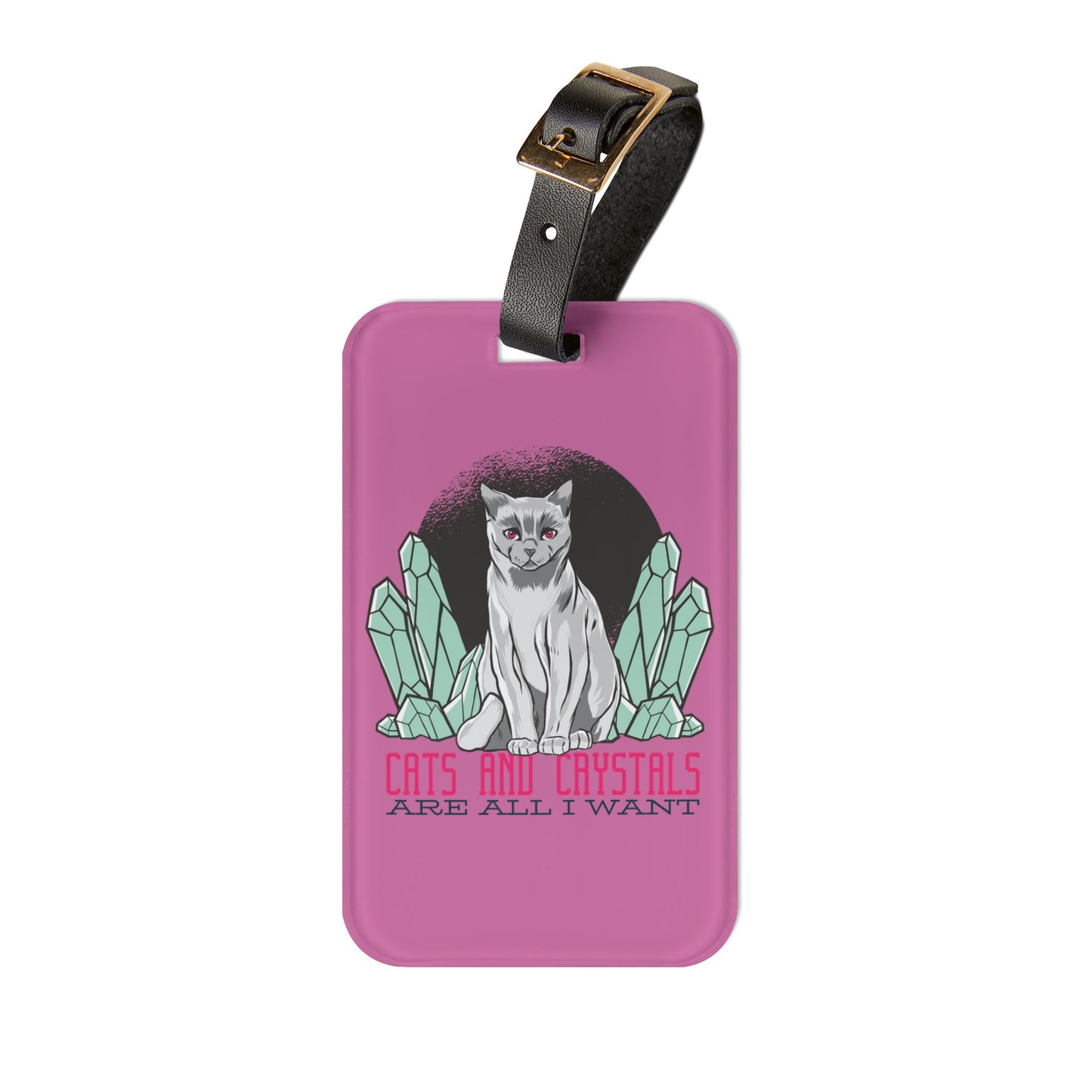 Cats and Crystal Luggage Tag Cat Travel Accessory Spiritual Crystal Lover Suitcase ID Tag Perfect Baggage Gift Travel Bug Airline Travel Tag