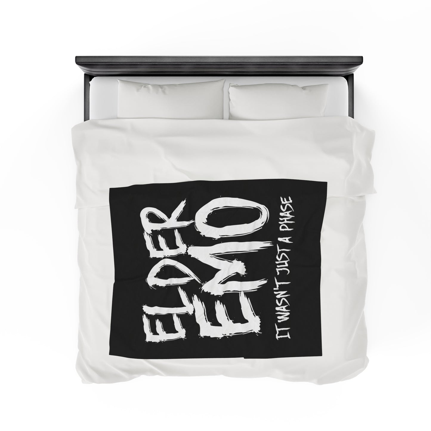 Elder Emo Not Just A Phase Velveteen Plush Throw Blanket White Dark Aesthetic Gift for Goths & Punks | Emo Decor Nostalgic Alternative Decor