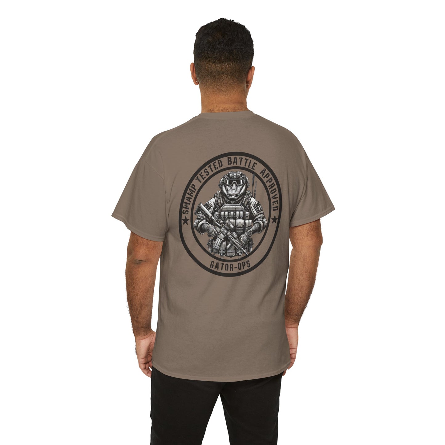 Swamp Tested Battle Approved Shirt | Tactical Alligator Tee Gator Ops Military-Inspired Patriotic Humor Funny Graphic Tactical Outdoor Fans