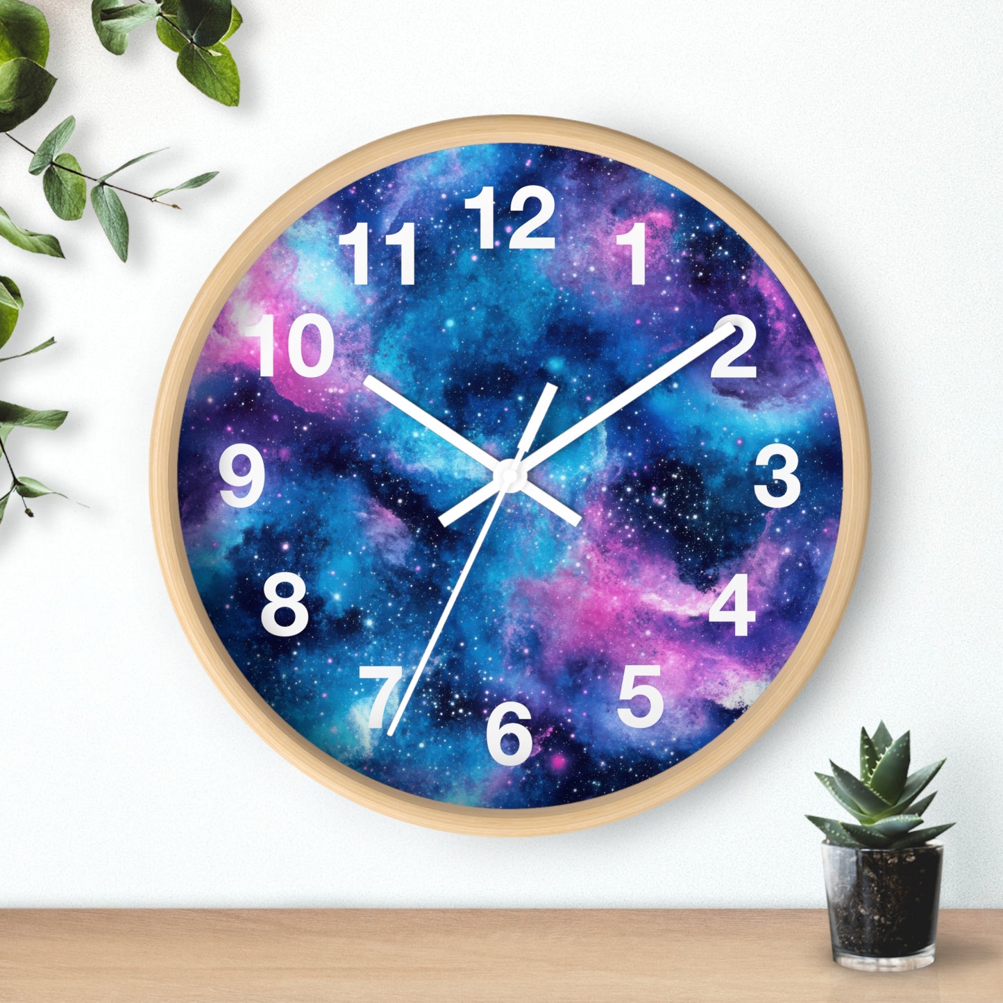 Blue Pink Trippy Space Wall Clock | Galaxy Rave Decor | Battery Operated | Unique Teen Girl Room Decoration | Perfect Rave Cosmic Enthusiast