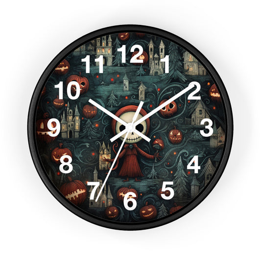 Spooky Macabre Pumpkin Gothic Wall Clock | Dark Halloween Decor | Battery Operated | Unique Goth Aesthetic | Perfect Gift for Gothic Lovers