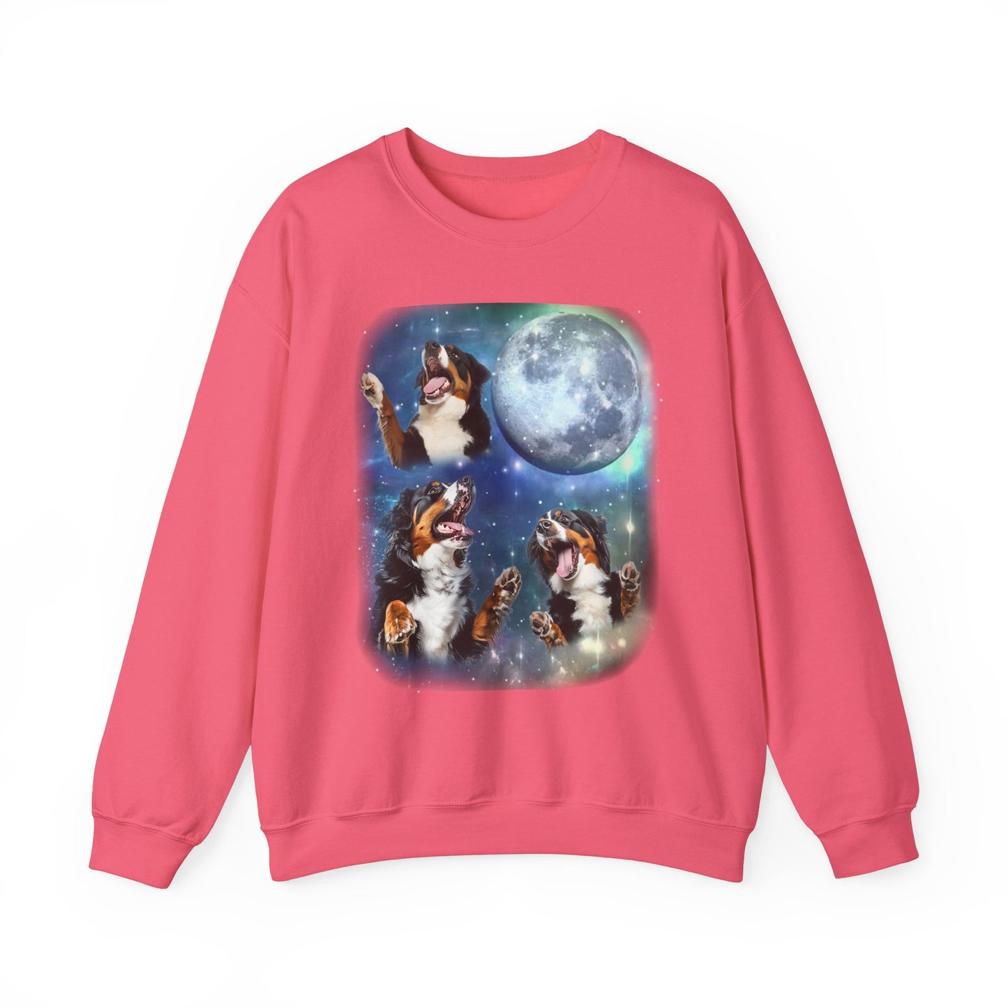 Bernese Mountain Dog Howling at Moon Sweatshirt | Vintage Dog Lover Pullover Sweater | Funny Bernese Apparel Gift for Dog Lovers Cute Dog