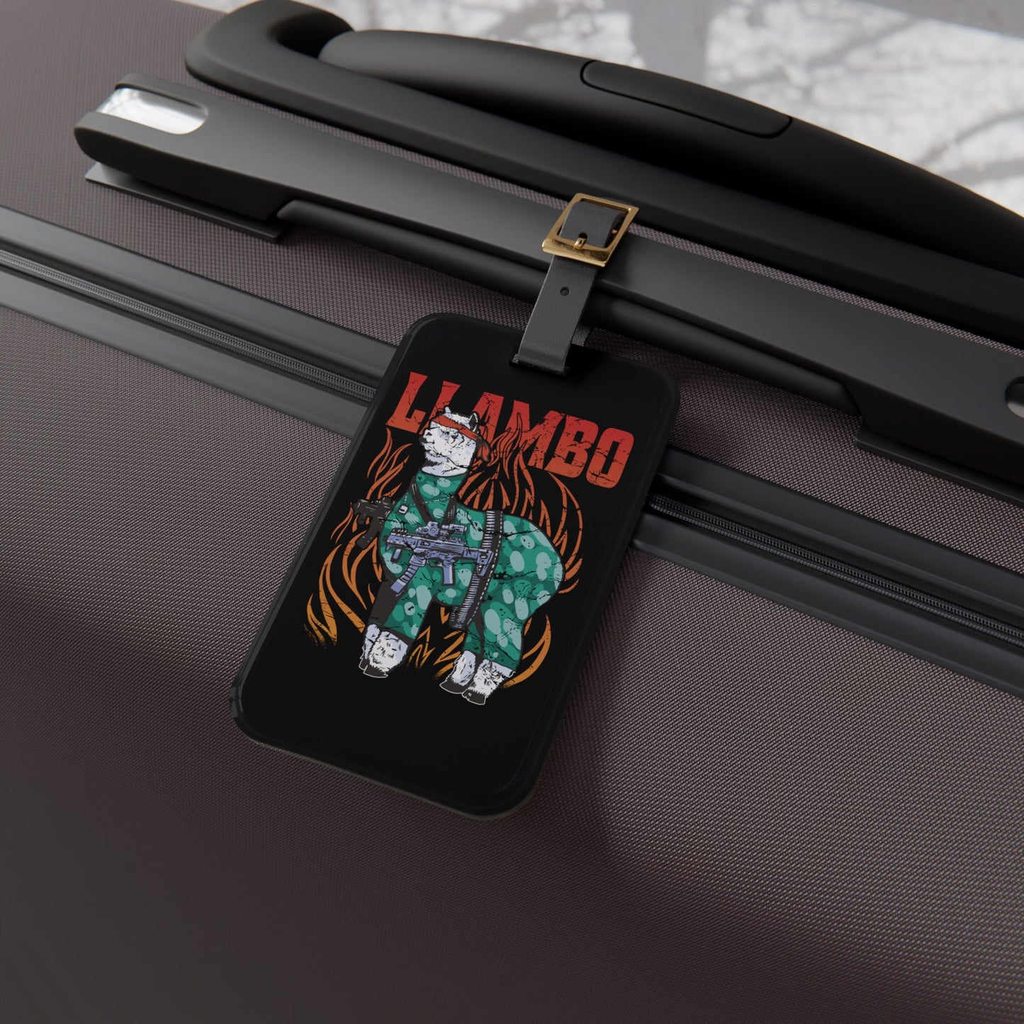 Tactical Llama Luggage Tag Baggage ID Accessory Llama Lovers Hilarious Movie Parody Design Travel Bug Suitcase Tag Airline Flight Badge