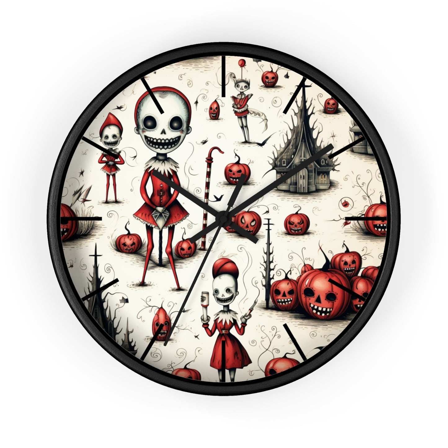 Scary Gothic Macabre Christmas Wall Clock | Dark Holiday Decor | Battery Operated | Unique Spooky Aesthetic | Perfect Gift for Gothic Lovers