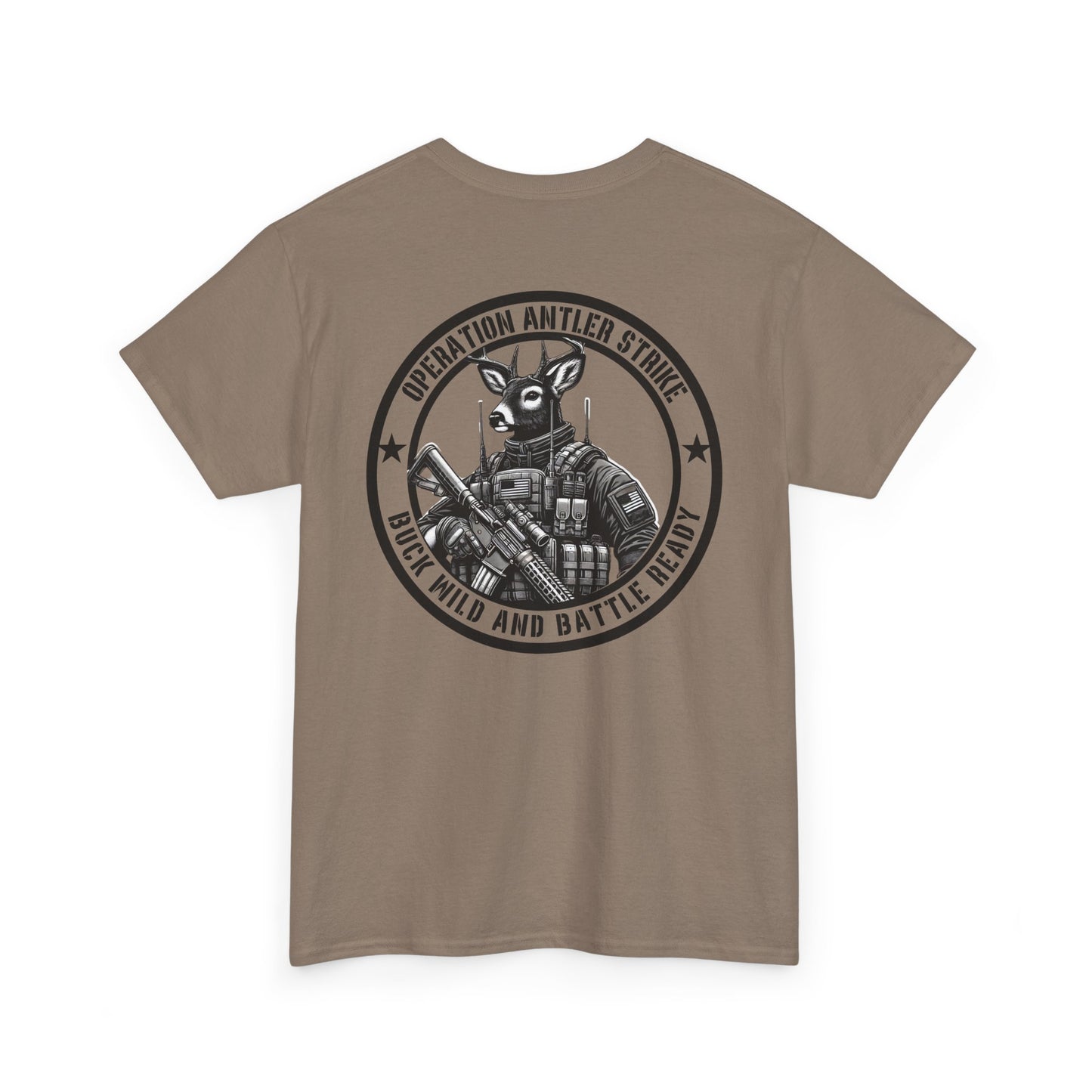 Tactical Deer Antler Strike Shirt | Funny Buck Wild Military-Inspired Tee | Battle-Ready Patriotic Humor Graphic for Hunters Tactical Fans