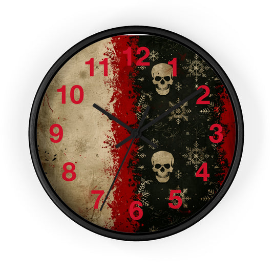 Elegant Lace Skull Wall Clock | Black & Red Gothic Decor | Battery Operated | Unique Spooky Aesthetic | Perfect Gift for Gothic Lovers