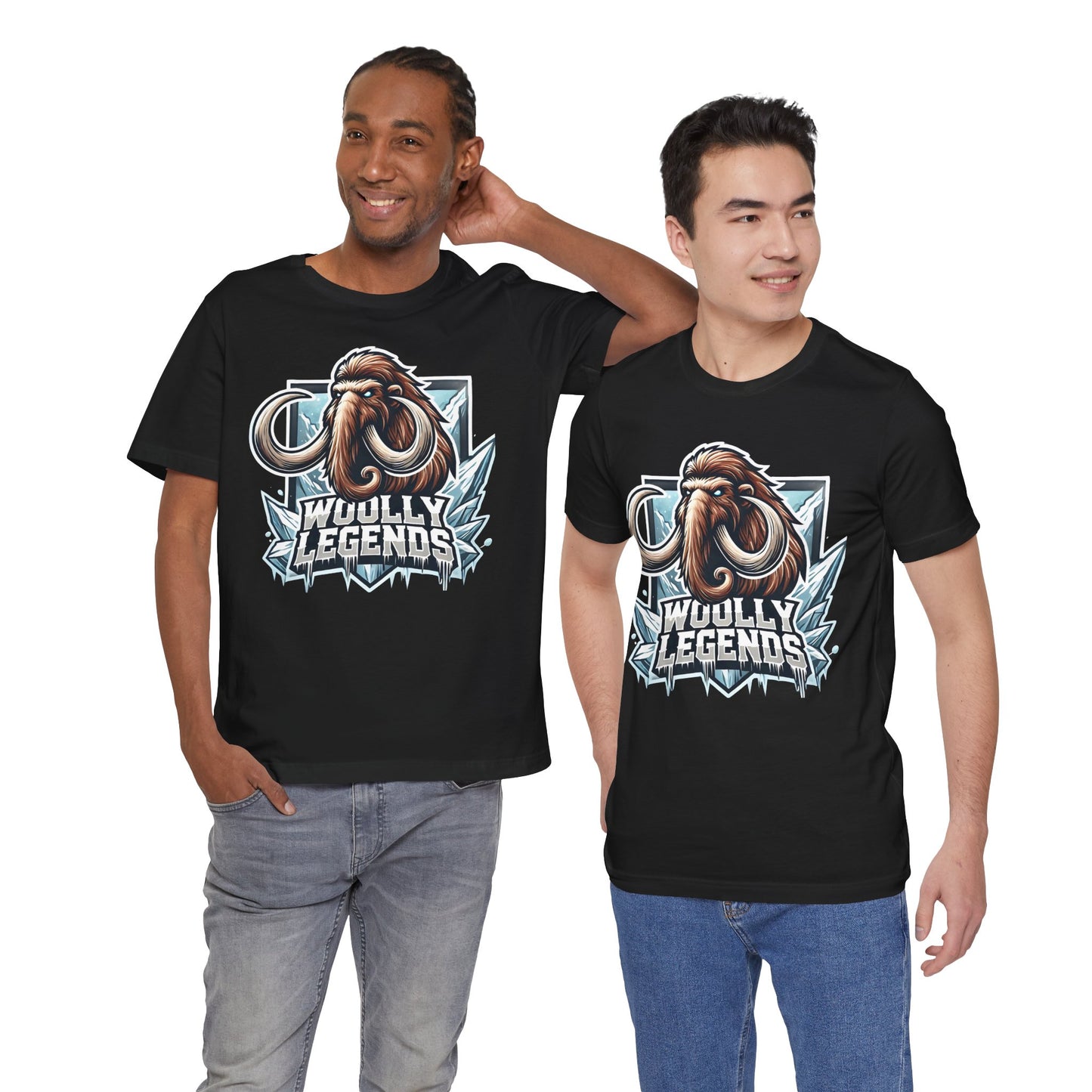 Woolly Legends Mammoth Shirt | Ice Age Warrior Design | Unique Gift Prehistoric Fans Gamers | Esports Jersey Style Graphic Tee Mammoth Lover