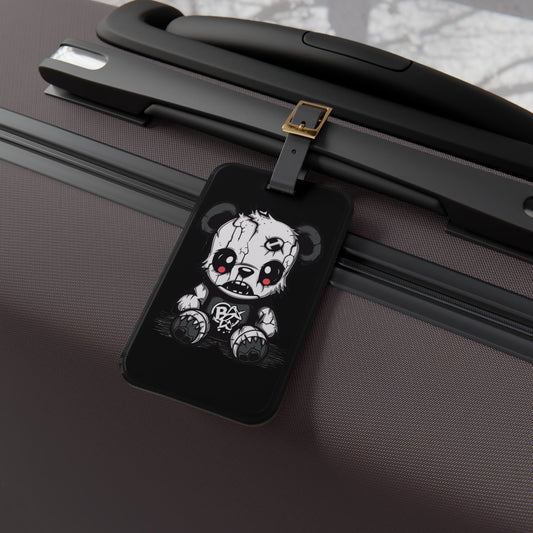 Emo Punk Black White Death Bear Luggage Tag | Edgy Gothic Travel Accessory | Baggage ID Alternative Fashion Lovers | Perfect Elder Emo Style