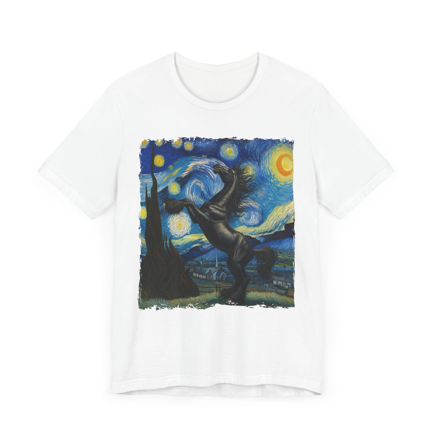 Majestic Black Horse Night Sky Shirt | Starry Night Inspired Equine Art | Perfect Gift for Horse Lovers | Elegant Horse Humor Tee Horse GIft