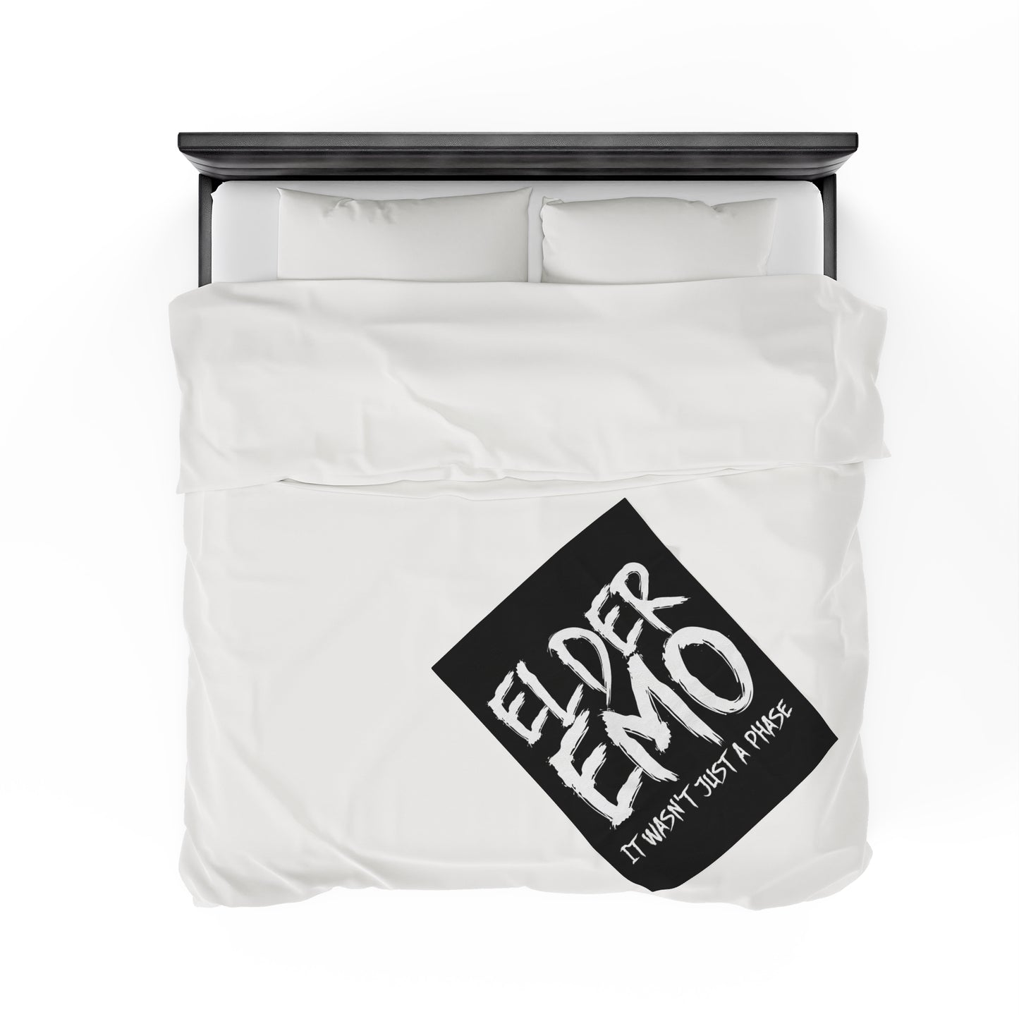 Elder Emo Not Just A Phase Velveteen Plush Throw Blanket White Dark Aesthetic Gift for Goths & Punks | Emo Decor Nostalgic Alternative Decor