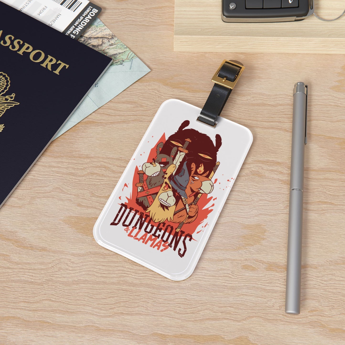 Dungeons and Llamas Luggage Tag | Funny Llama Lover Baggage ID | Nerdy Parody Travel Accessory | Fantasy Roleplaying Gift for Llama Fans