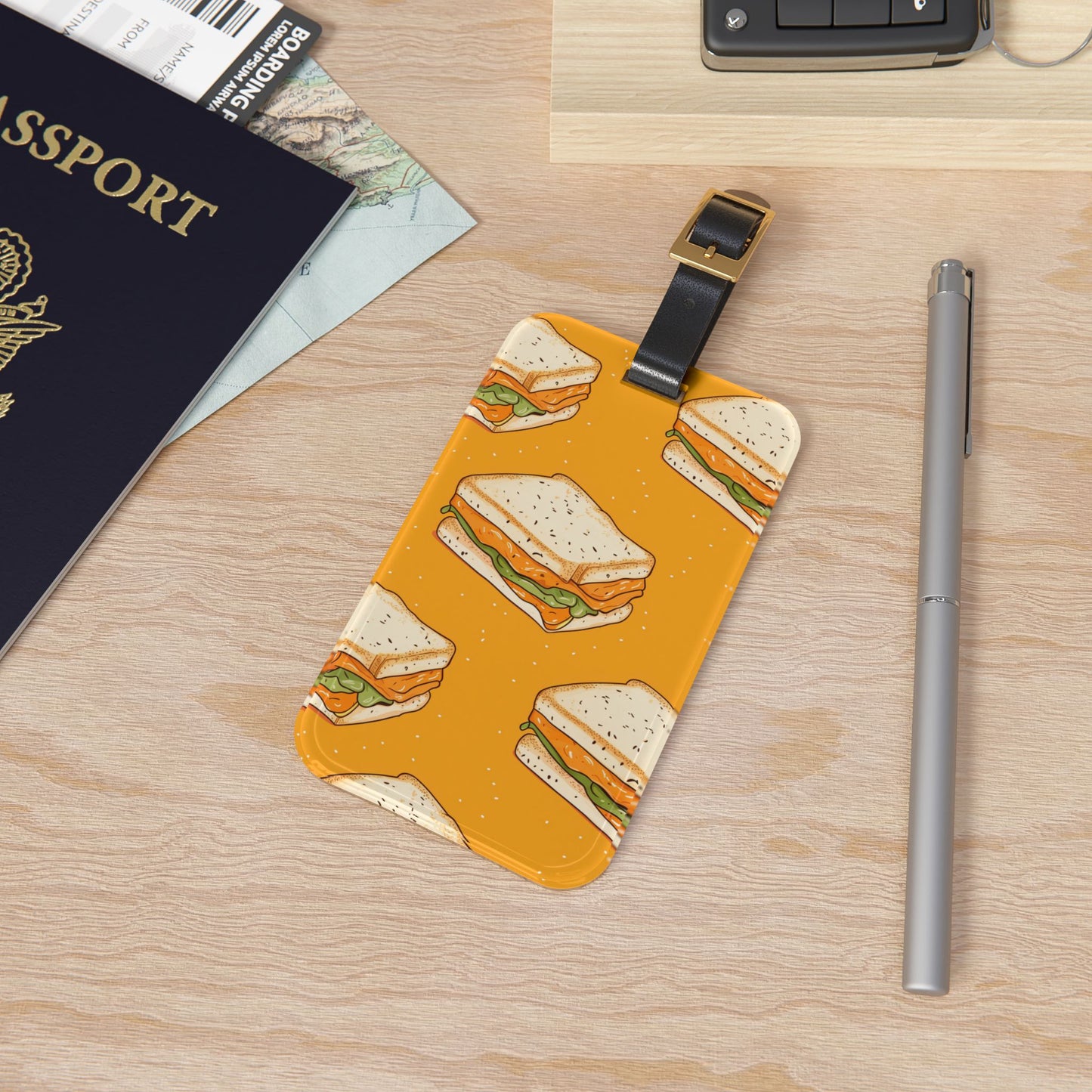 Delicious Cheese Style Sandwich Luggage Tag | Vibrant Food Lovers Travel Accessory | Funny Baggage ID Food Lovers GIft Funny Food Gift