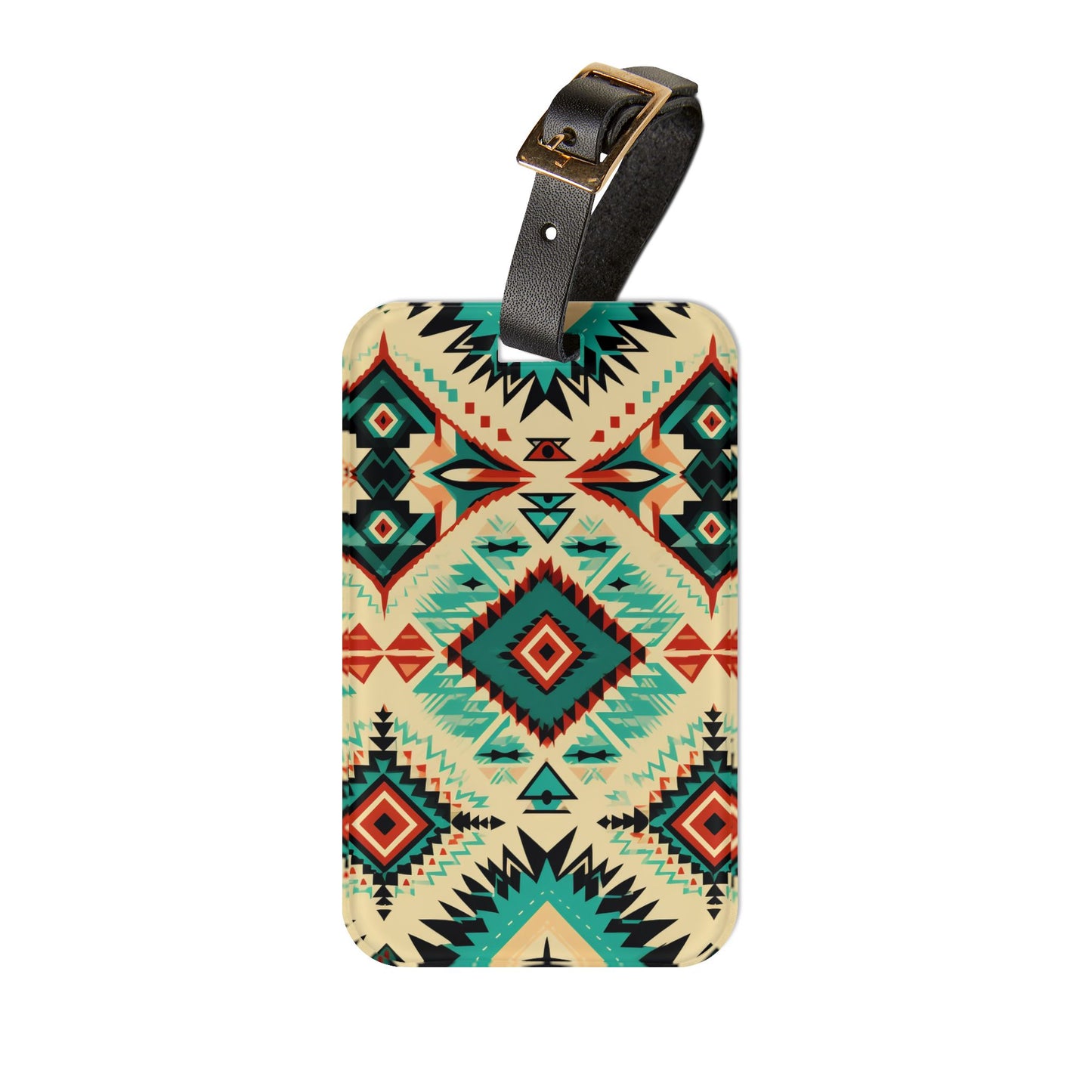 Turquoise Blue Aztec Western Luggage Tag | Bold Baggage ID | Western Cowboy Travel Accessory | Native American Inspired Design Southwestern