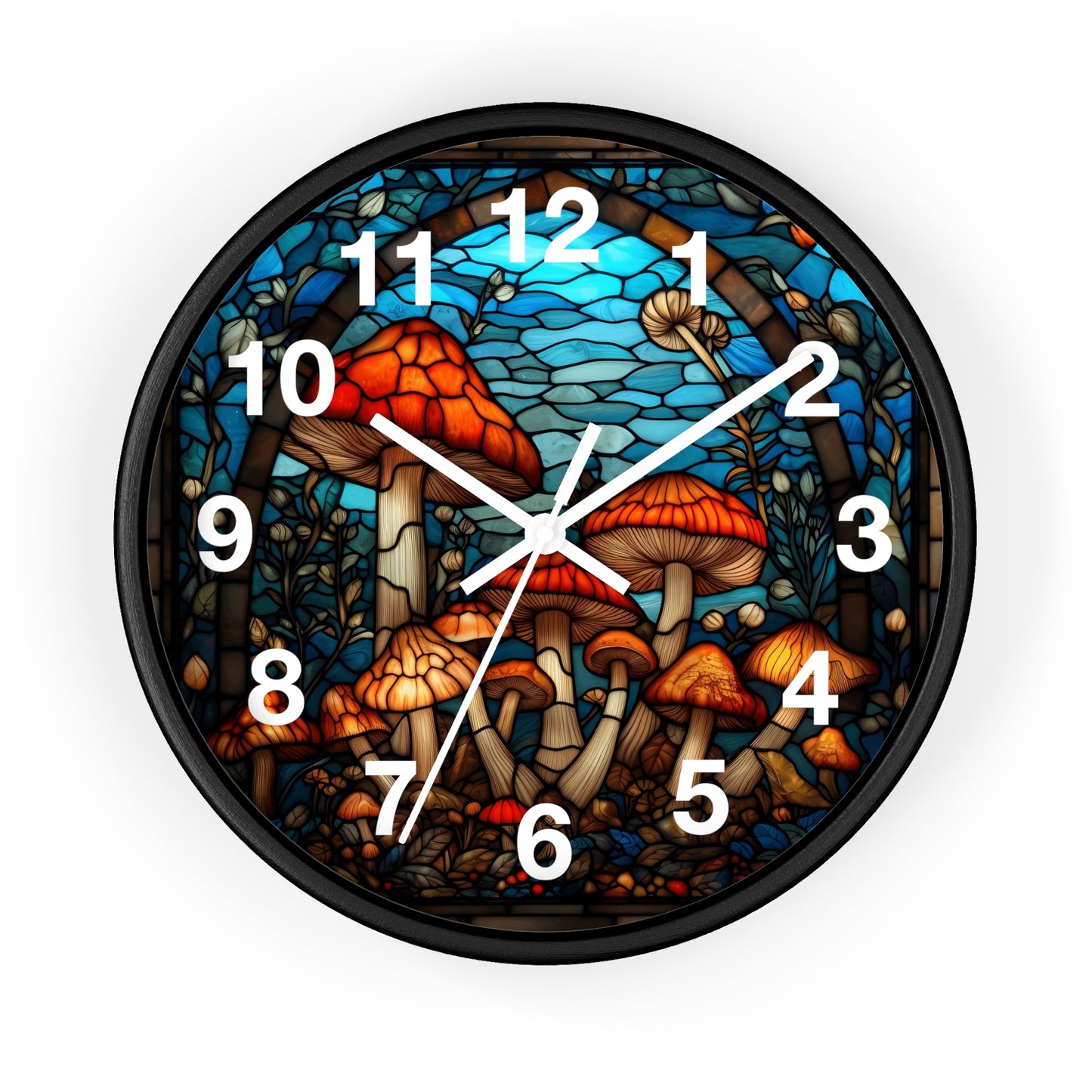 Stained Glass Mushroom Wall Clock | Trippy Shroom Garden Decor | Psychedelic Stain Glass Art | Battery Operated | Unique Gift for Ravers