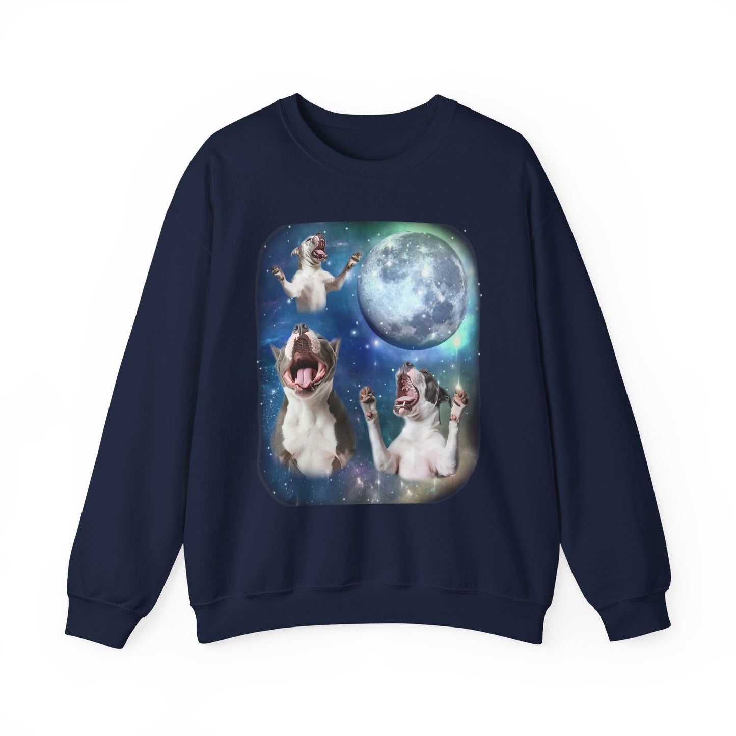 American Bully Howling at Moon Sweatshirt Dog Lover Pullover Sweater Funny American Bully Apparel Gift for Dog Lovers Cute 90s Inspo Sweater