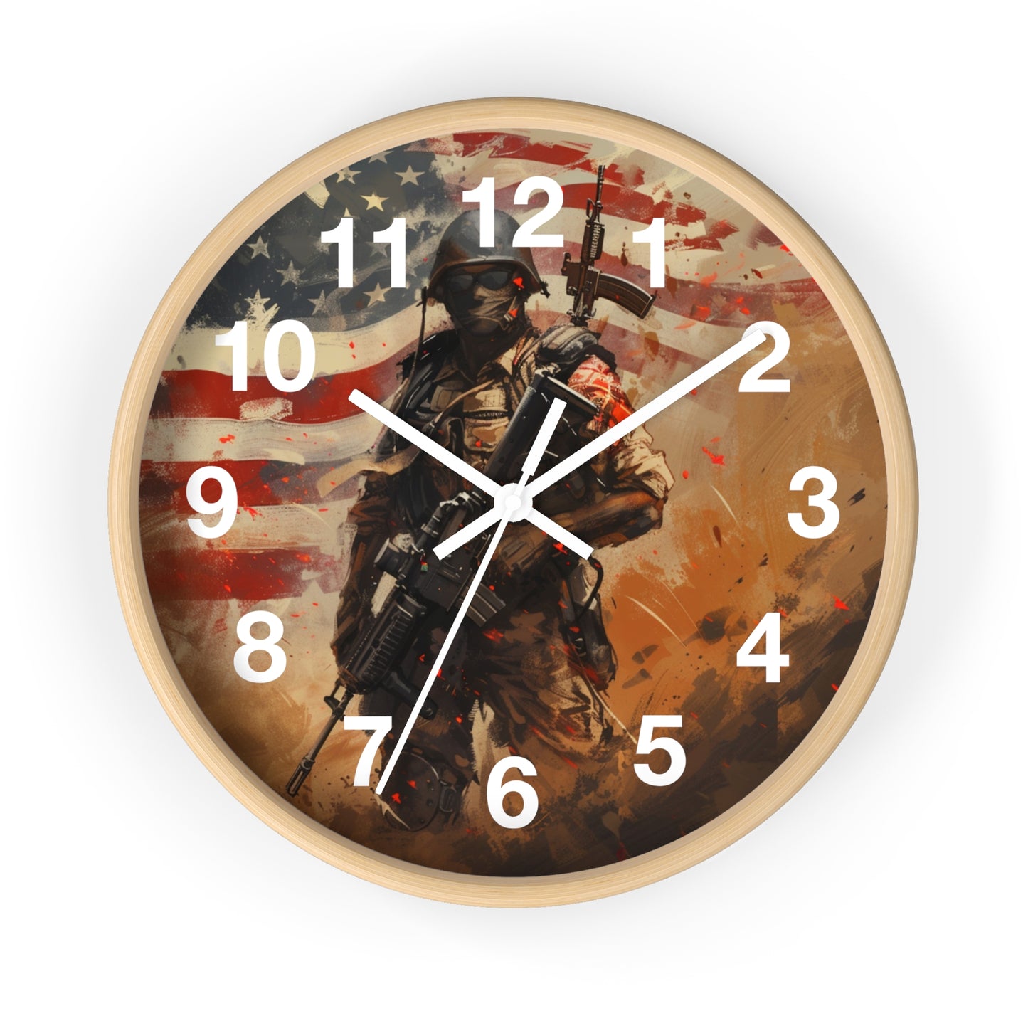 War-Ready Tactical Soldier Wall Clock | Rugged Military Tribute Art | Battery Operated | Bold USA Decor | Perfect Gift Warriors and Patriots