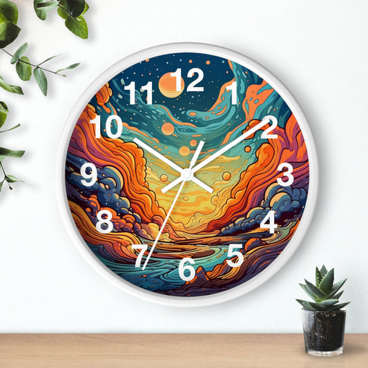 Colorful Abstract Wall Clock | Trippy Psychedelic Dorm Decor | Mind Melting Rave Art | Battery Operated | Unique Gift for Students