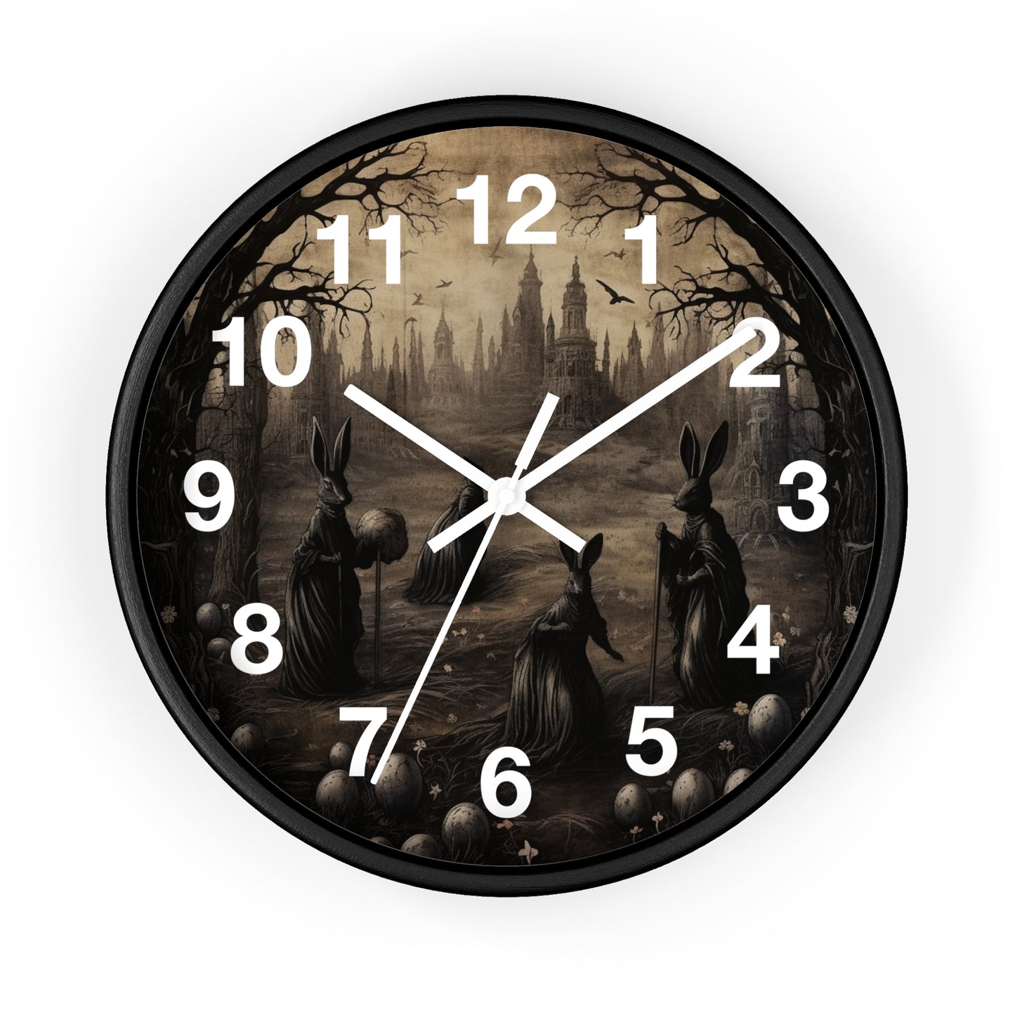 Dark Eerie Bunny Gothic Wall Clock | Haunted House Decor | Creepy & Unique Aesthetic | Battery Operated | Perfect Halloween Gift