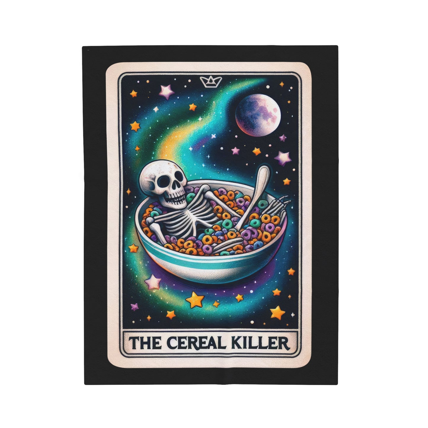 Cereal Killer Tarot Card Velveteen Plush Throw Blanket | Food Lovers Gift | Breakfast-Themed Cozy Blanket | Funny Tarot-Inspired Decor Gift