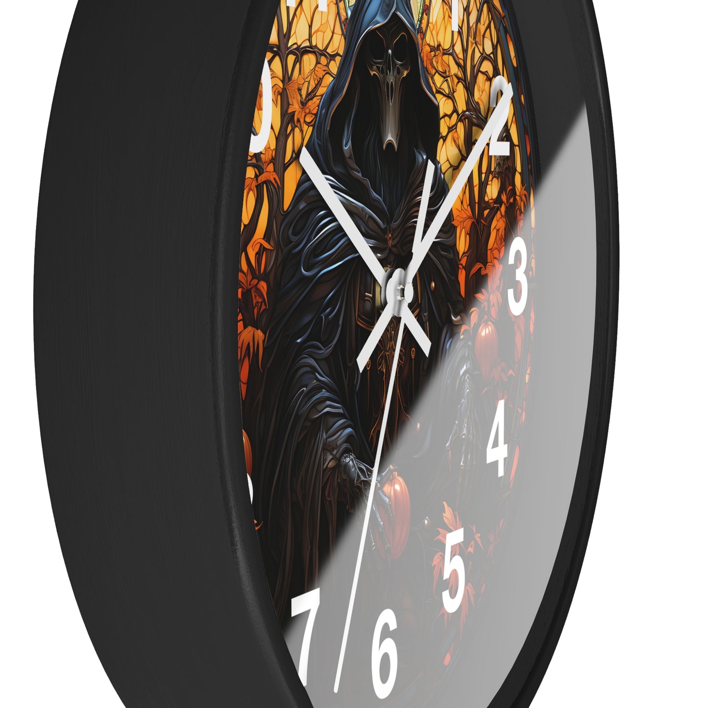 Stained Glass Halloween Death Eater Wall Clock | Gothic Dark Aesthetic Decor | Battery Operated Unique Spooky Accent Gothic Horror Fans Gift