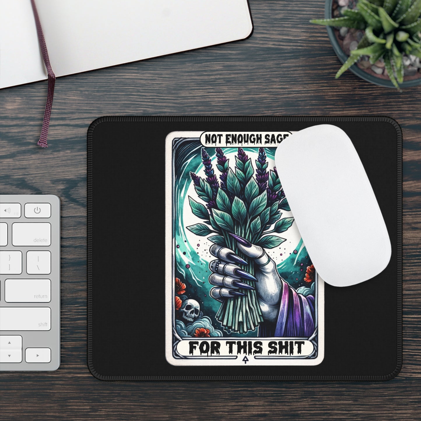 Not Enough Sage Tarot Card Non Slip Mouse Pad Mystical Office Desk Decor Witches Gift Tarot-Inspired Desk Mat | Sage Lovers Desk Accessory