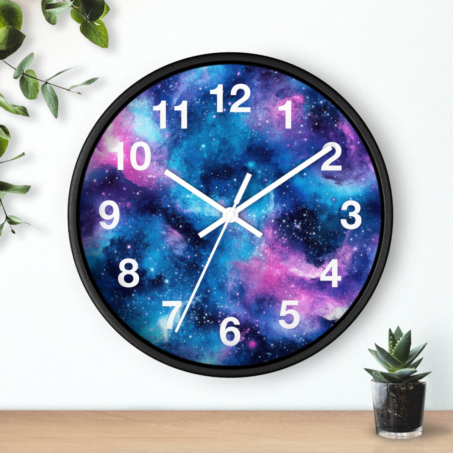 Blue Pink Trippy Space Wall Clock | Galaxy Rave Decor | Battery Operated | Unique Teen Girl Room Decoration | Perfect Rave Cosmic Enthusiast