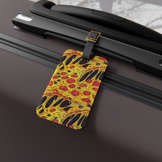 Trippy Melting Cheese Pizza Luggage Tag - Unique Travel Accessory for Rave & EDM Lovers - Perfect Baggage ID for Fun Seekers