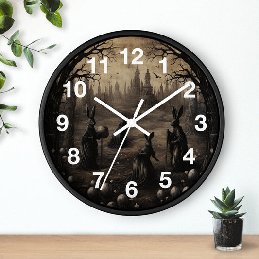 Dark Eerie Bunny Gothic Wall Clock | Haunted House Decor | Creepy & Unique Aesthetic | Battery Operated | Perfect Halloween Gift