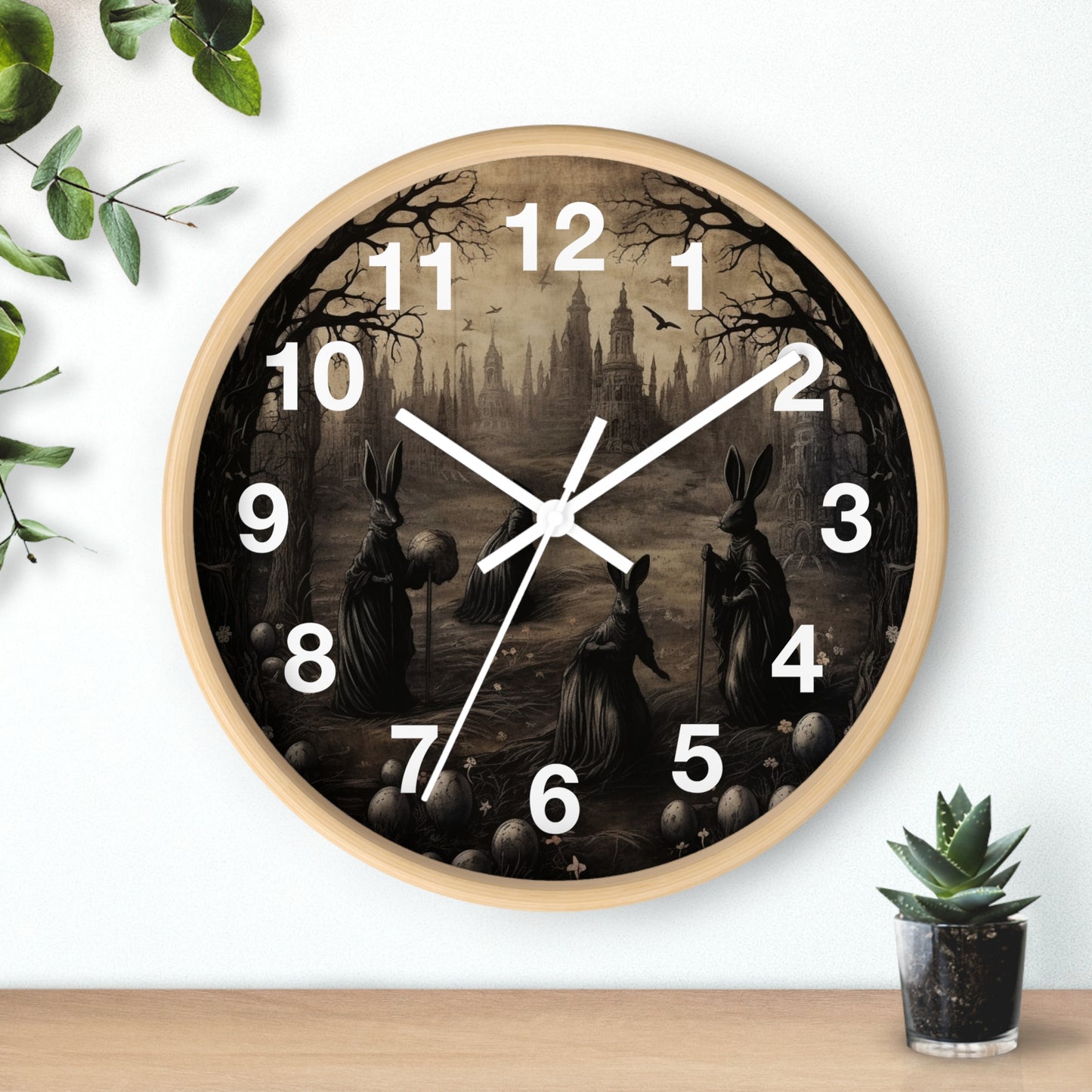 Dark Eerie Bunny Gothic Wall Clock | Haunted House Decor | Creepy & Unique Aesthetic | Battery Operated | Perfect Halloween Gift